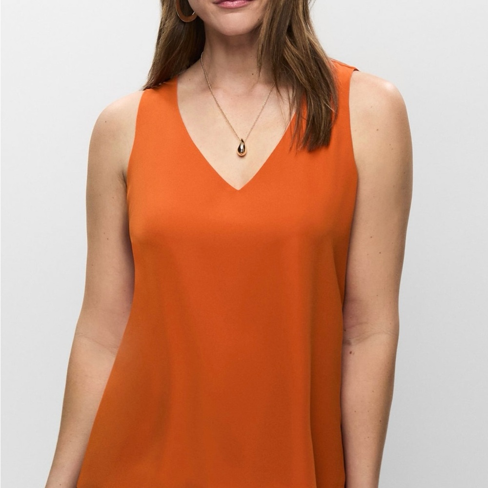 Sleeveless V-Neck Tank Top in Orange